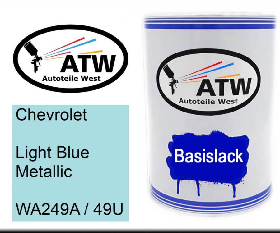 Chevrolet, Light Blue Metallic, WA249A / 49U: 500ml Lackdose, von ATW Autoteile West.